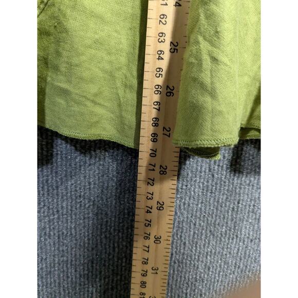 J Jill Linen Skirt Womens 10 Midi Green Twirl Indie Prep Boho Eclectic Casual - Picture 5 of 11
